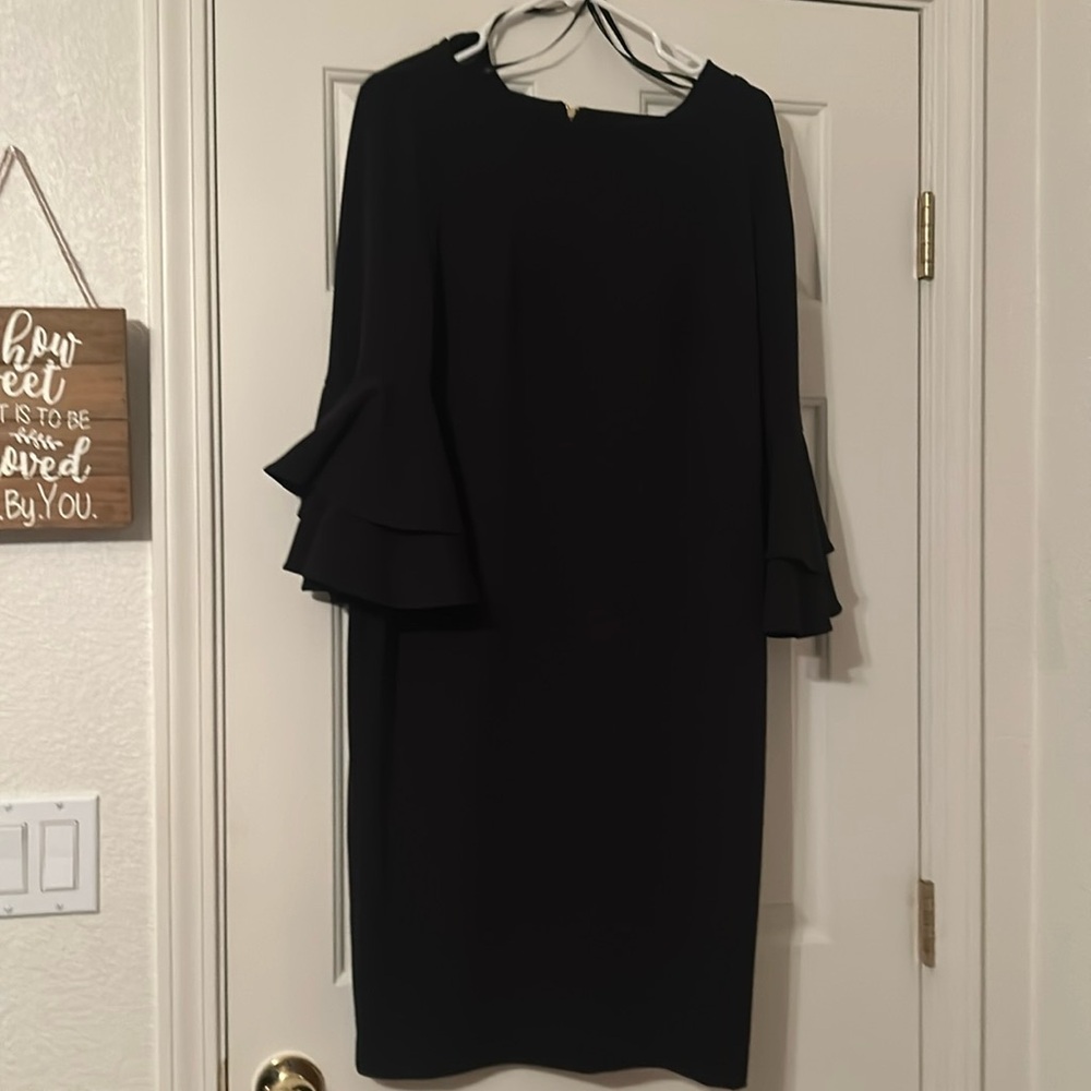 Ladies Calvin Klein dress with bell sleeves back zipper.
